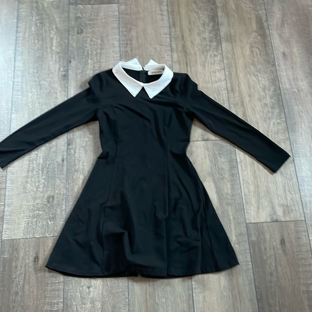 Black White Collar A-Line Dress XS